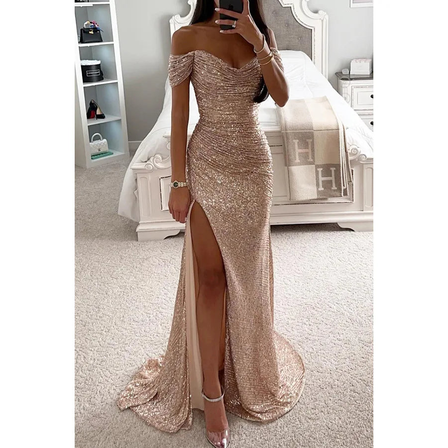 Ball Gown Off-Shoulder with Beaded Detail