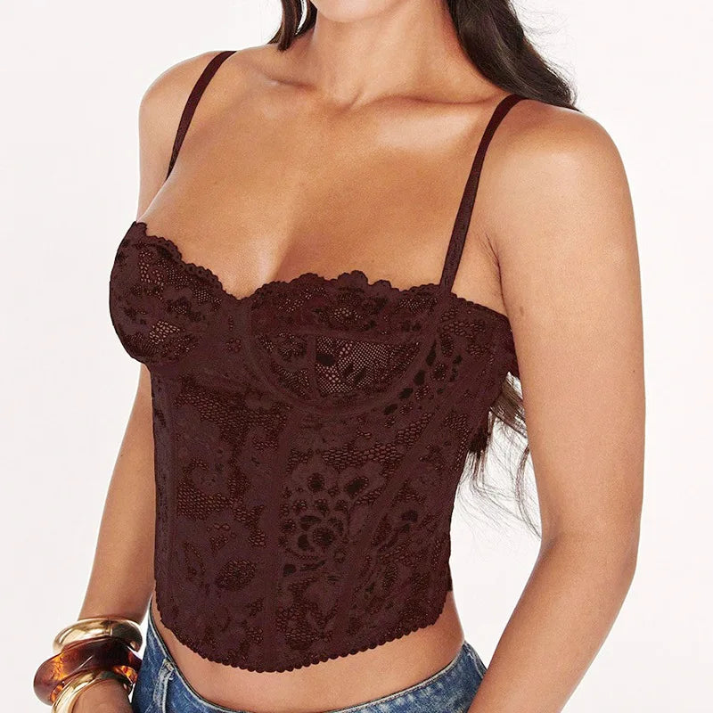 Lillian / Women’s Floral Dobby Cami Top with Cropped Fit