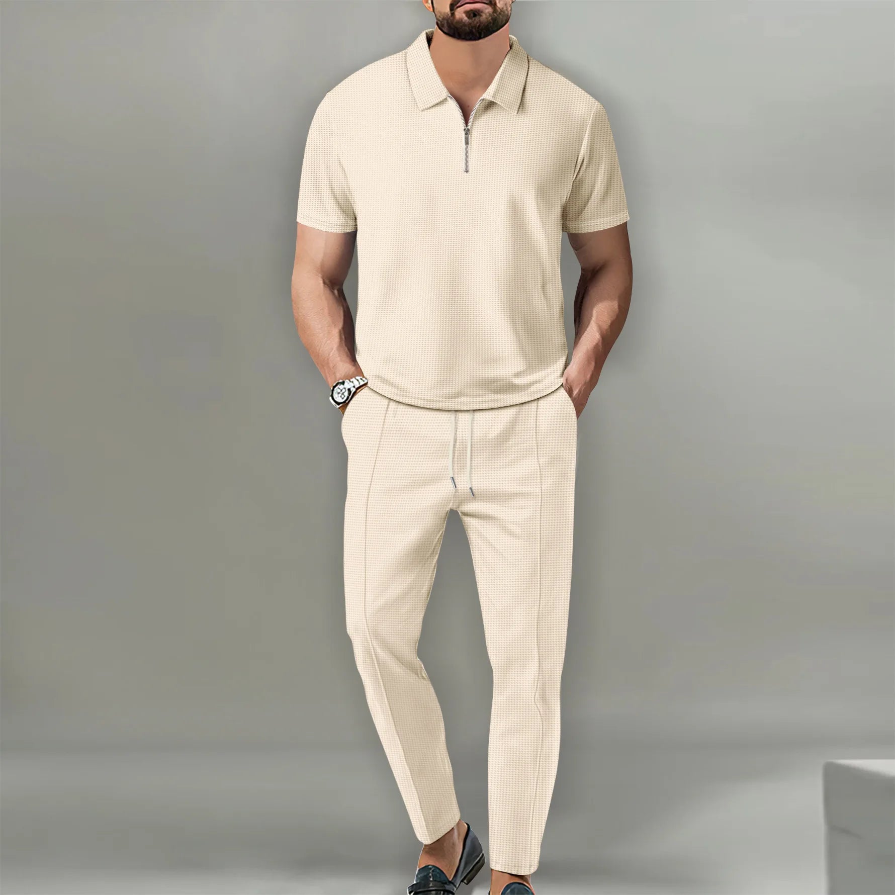 Kaedon / Men’s Short Sleeve Zip Top and Pants Set