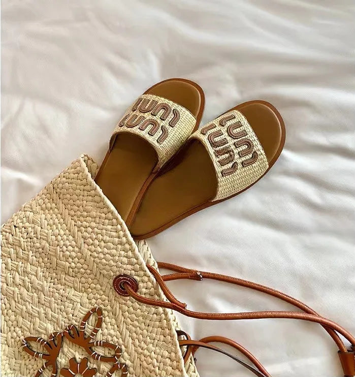 Beach Slippers Woven Slip-On