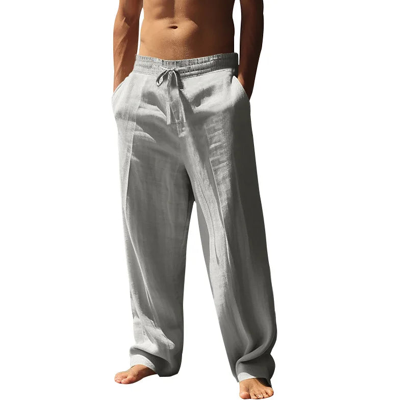 Trousers in Linen-Cotton with Elastic Waist