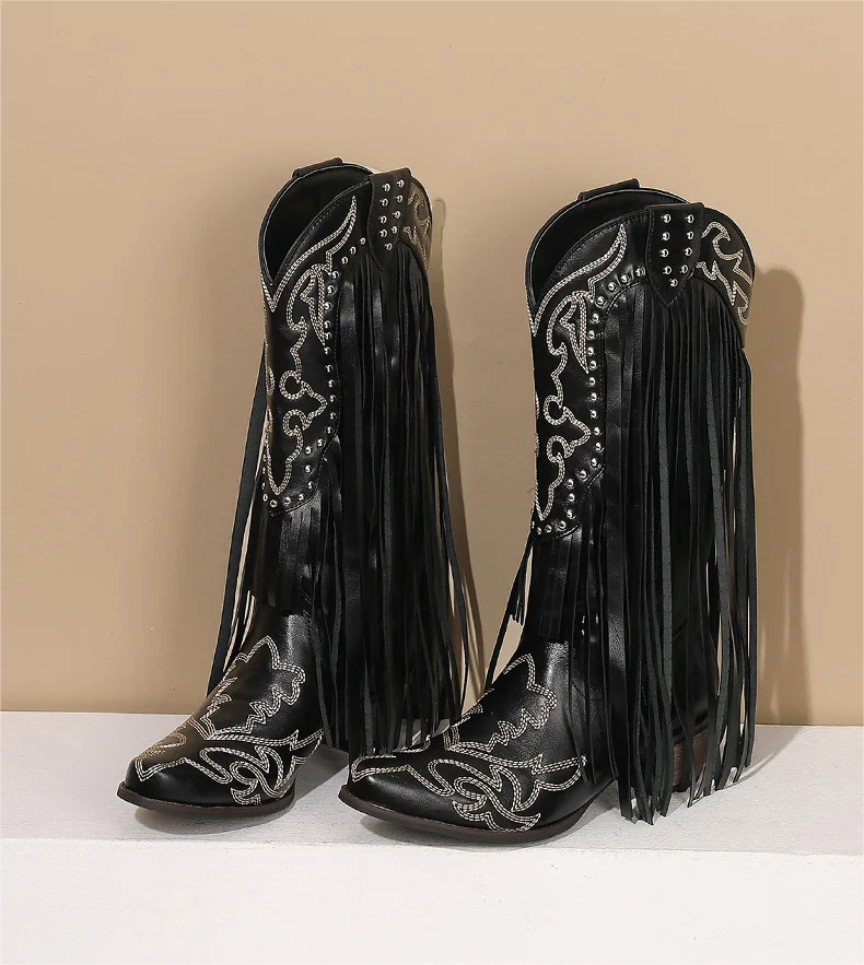 Sorella / Womenâs Knee-High Western Boots with Embroidery