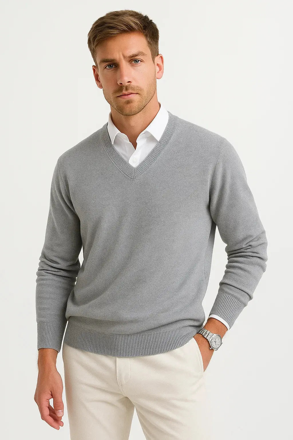 Leopold | Men's Lightweight V-Neck Knitted Jumper product image 6