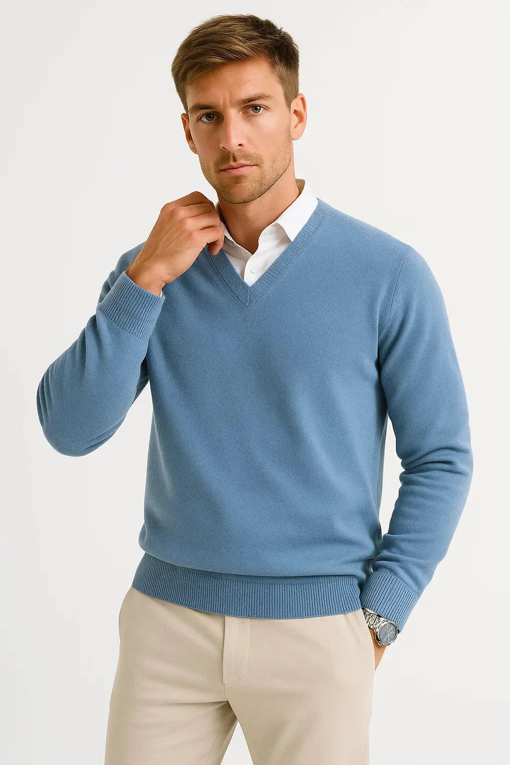 Leopold | Men's Lightweight V-Neck Knitted Jumper product image 7