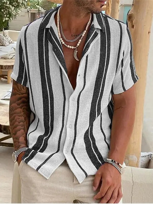 Draven / Men’s Striped Oversized V-Neck Shirt