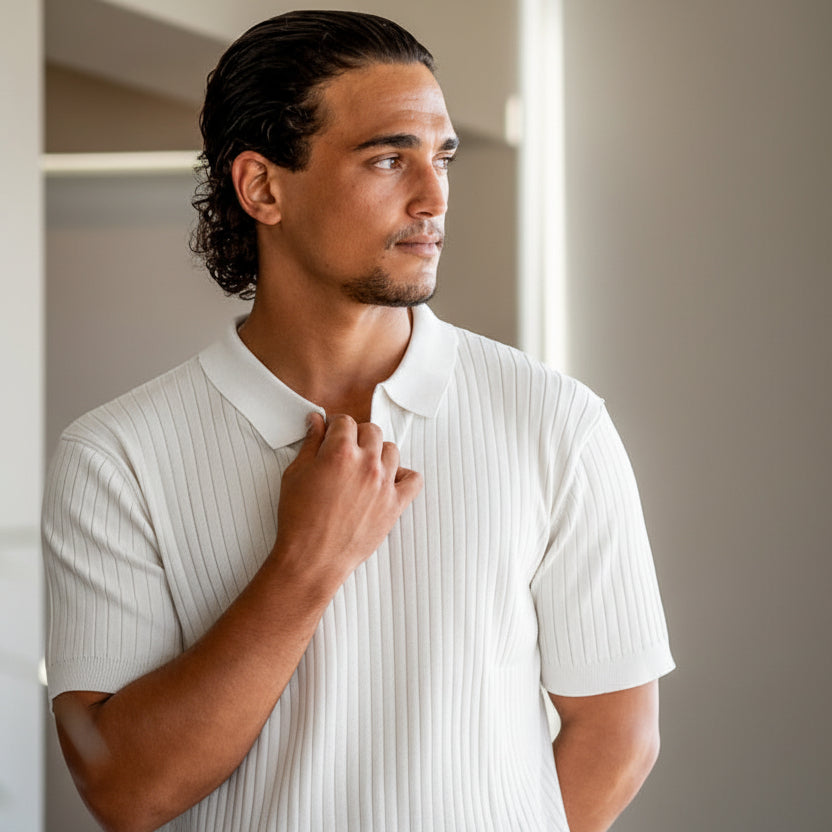 Alaric / Men’s Ribbed Knit Polo Shirt