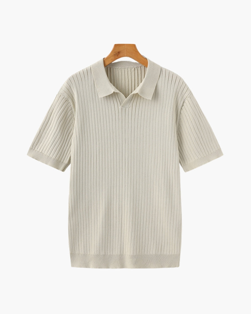 Alaric / Men’s Ribbed Knit Polo Shirt