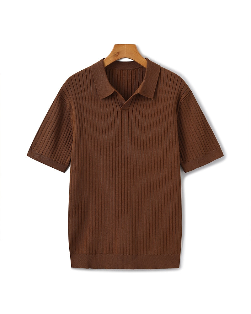 Alaric / Men’s Ribbed Knit Polo Shirt