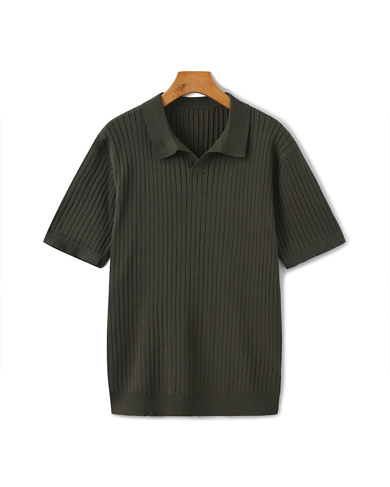 Alaric / Men’s Ribbed Knit Polo Shirt