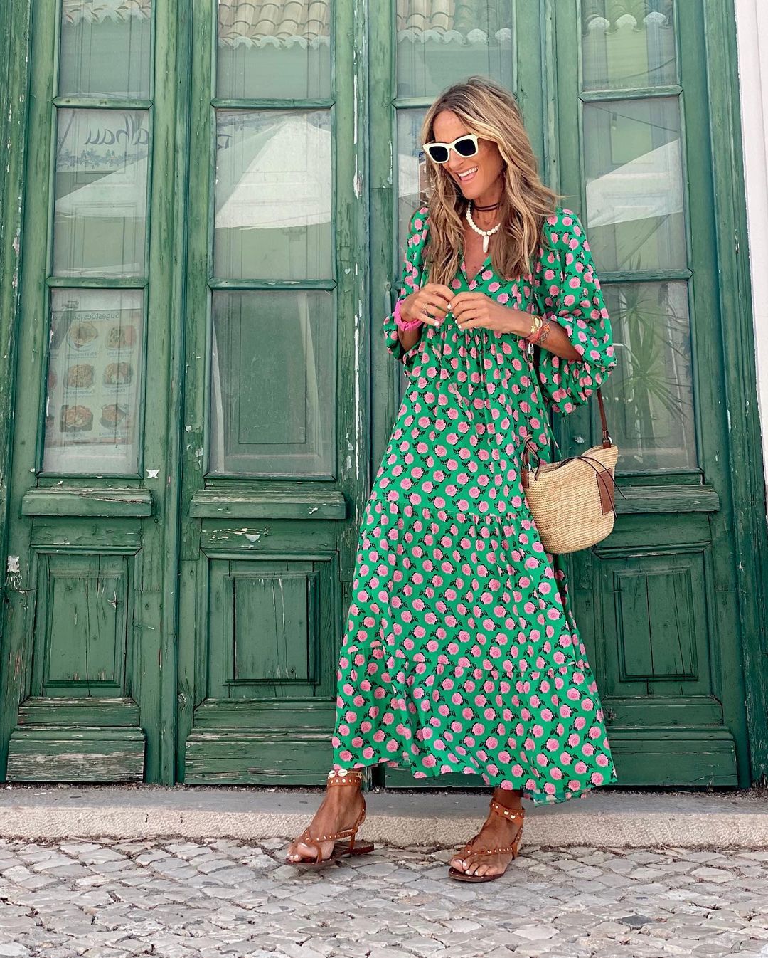 Maxi Dress Women Woven Fabric Tassel Tie Split Hem