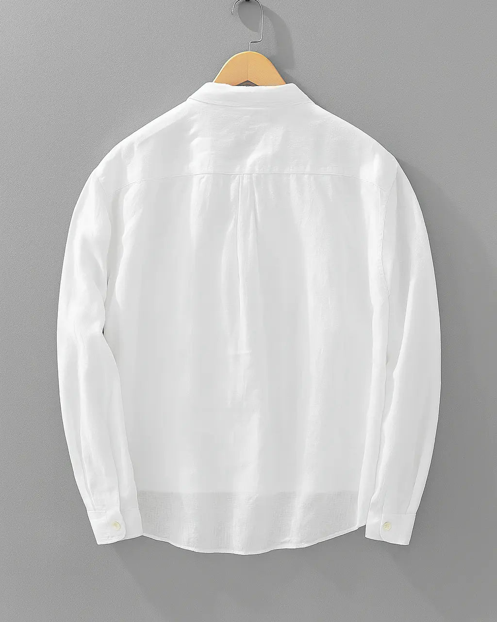 Men's Popover Shirt Cotton Linen Blend Half Button Chest Pocket Relaxed
