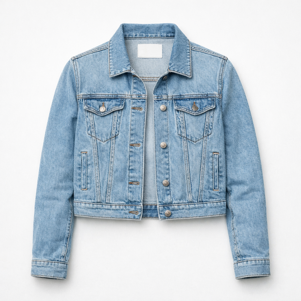 Denim Jacket in Cotton Blend with Button Front