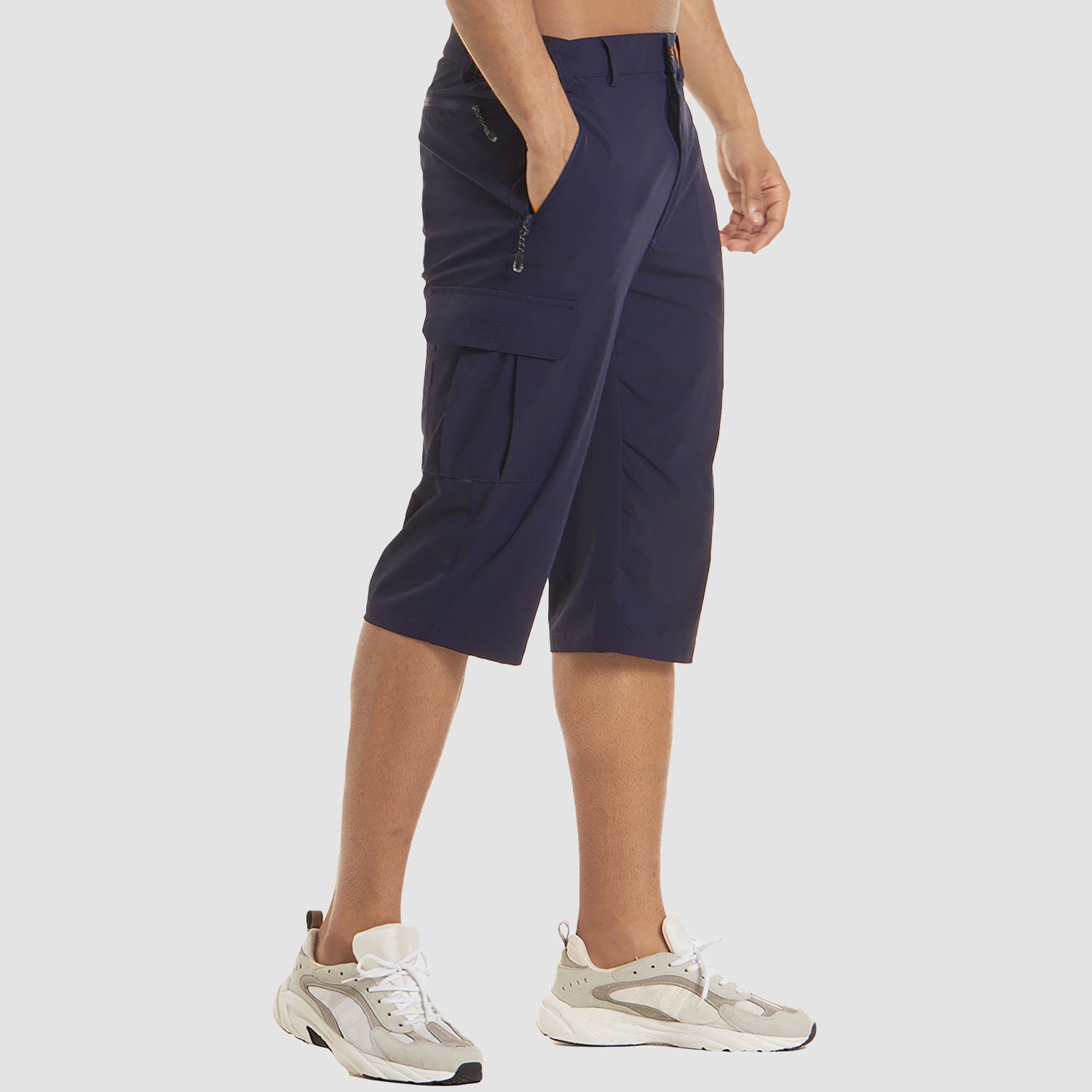 Men's Cargo Shorts Stretch Fabric Knee Length Multi Pocket Utility