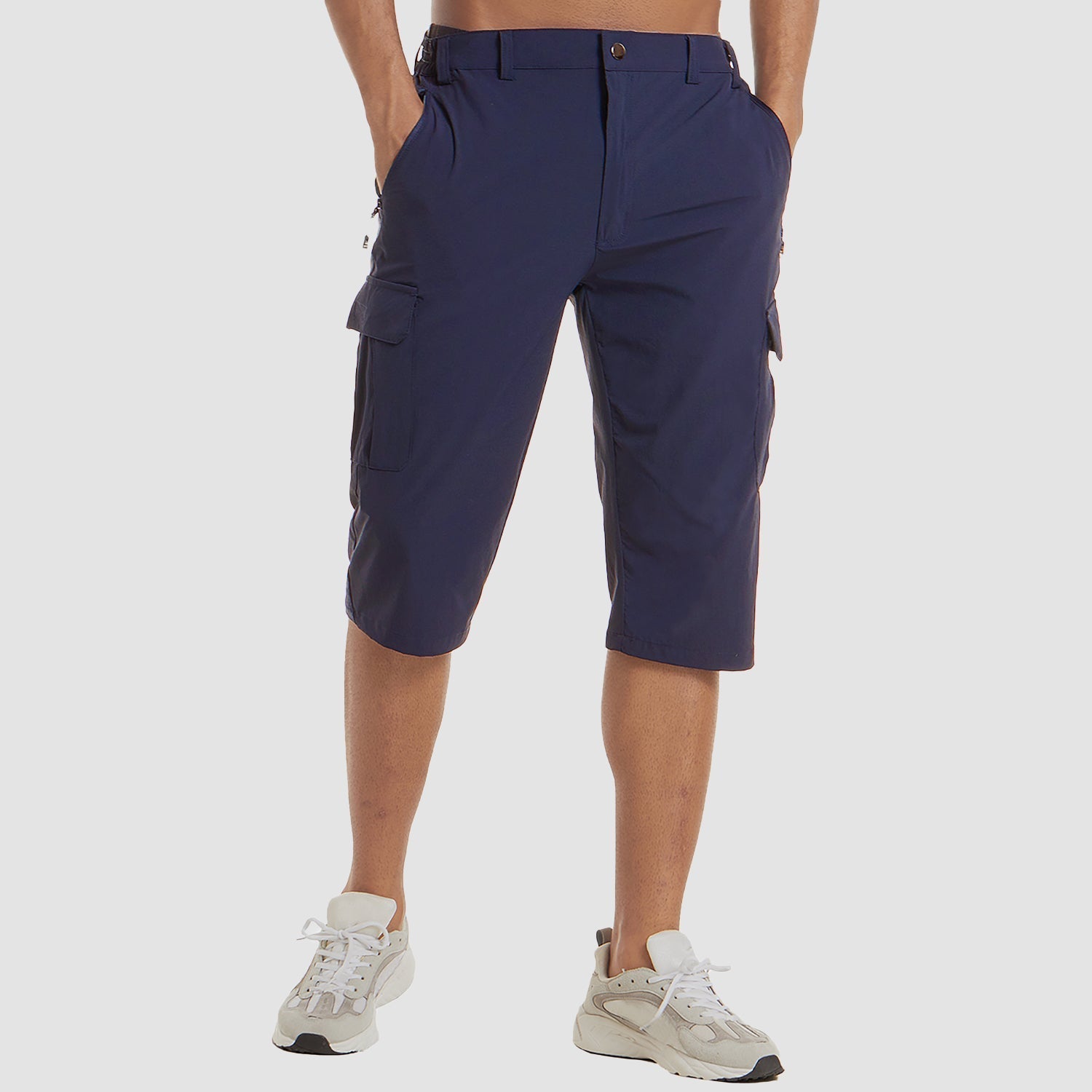 Men's Cargo Shorts Stretch Fabric Knee Length Multi Pocket Utility