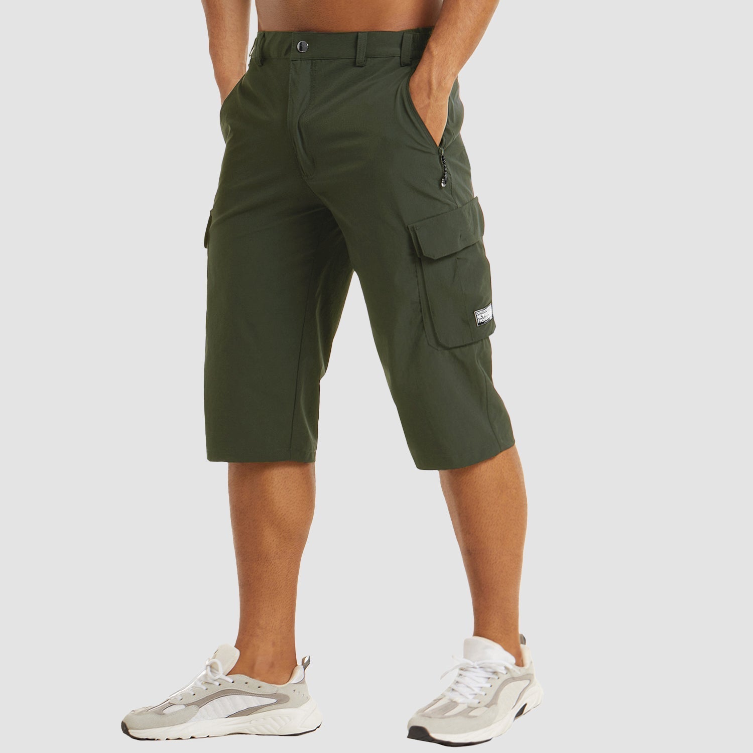 Men's Cargo Shorts Stretch Fabric Knee Length Multi Pocket Utility