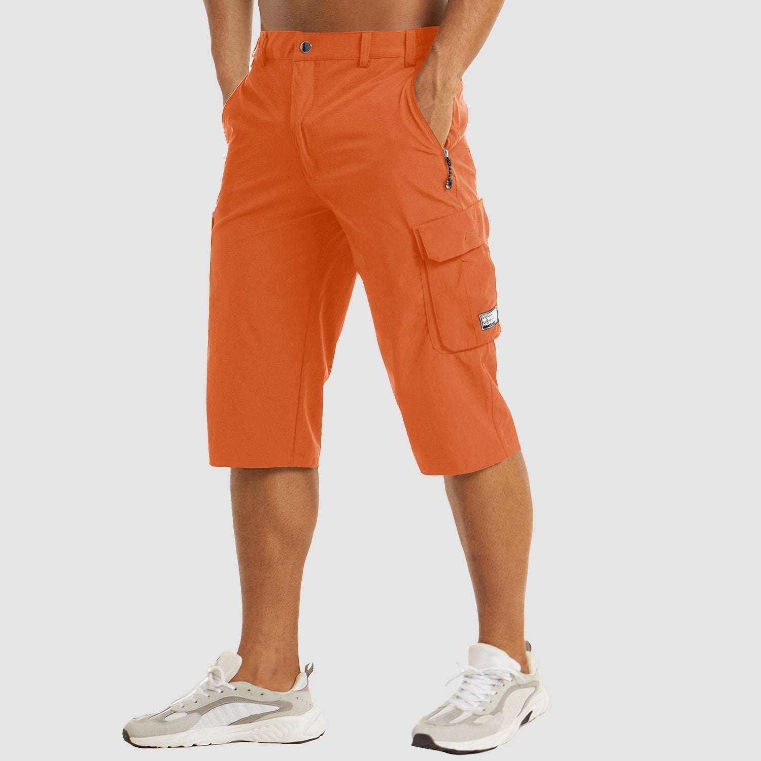 Men's Cargo Shorts Stretch Fabric Knee Length Multi Pocket Utility