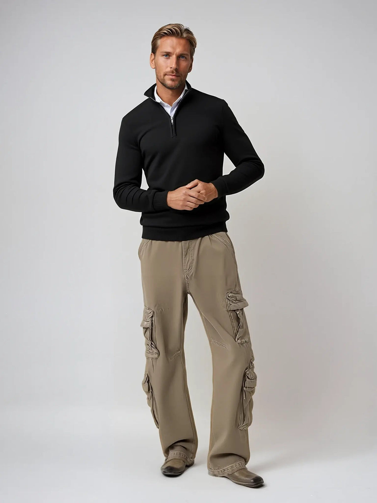Alistair | Men's Classic Half-Zip Stand-Collar Jumper source image 2