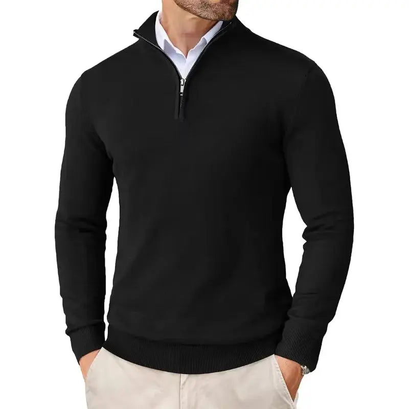 Alistair | Men's Classic Half-Zip Stand-Collar Jumper source image 5