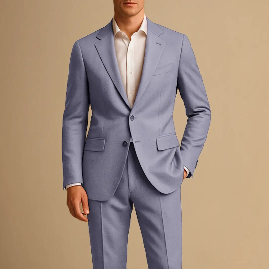 Men's Two Piece Suit Woven Fabric Notch Lapel Two Button Slim Fit