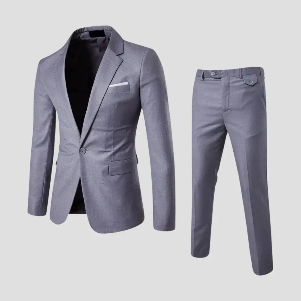 Men's Two Piece Suit Woven Fabric Notch Lapel Two Button Slim Fit