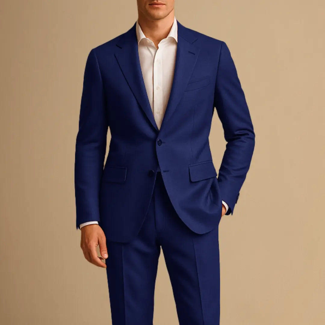 Men's Two Piece Suit Woven Fabric Notch Lapel Two Button Slim Fit