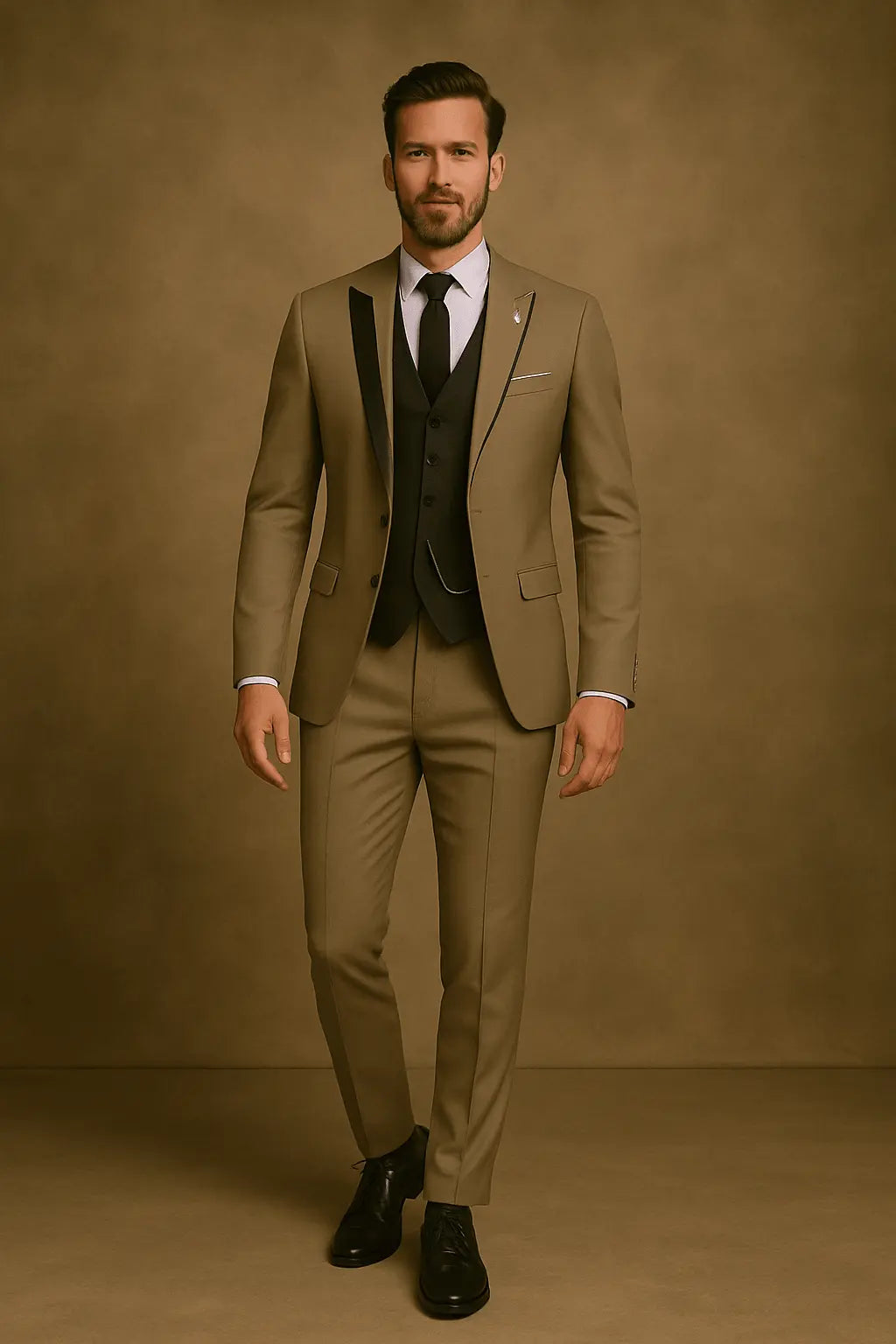 Men's Three Piece Suit Woven Fabric Peak Lapel Slim Fit Evening