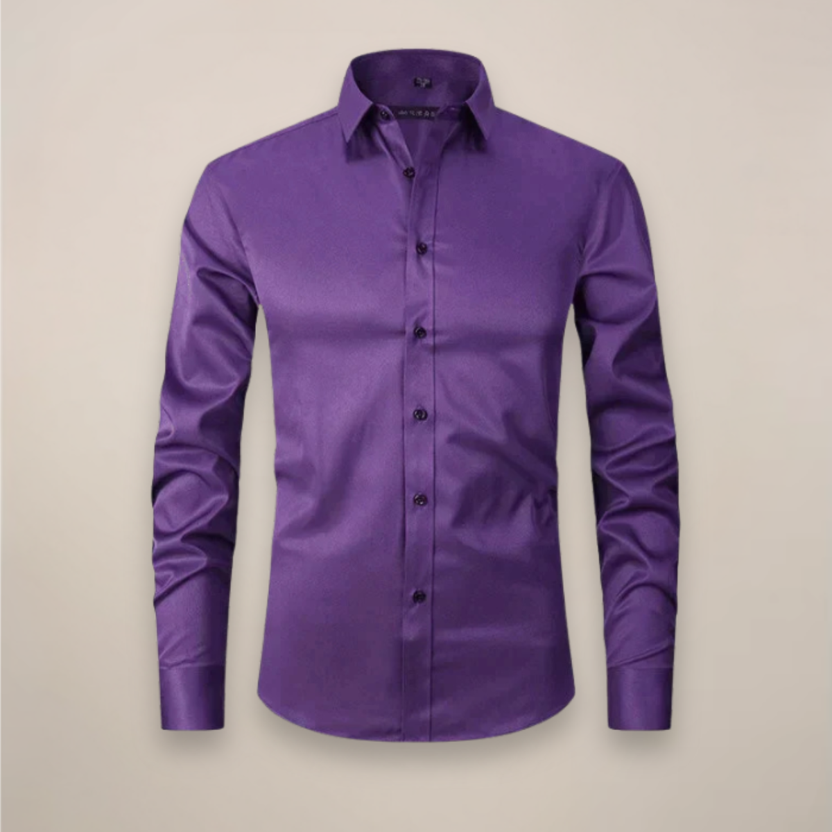 Long Sleeve Dress Shirt Men Woven Fabric Point Collar Wrinkle Free Structured Fit