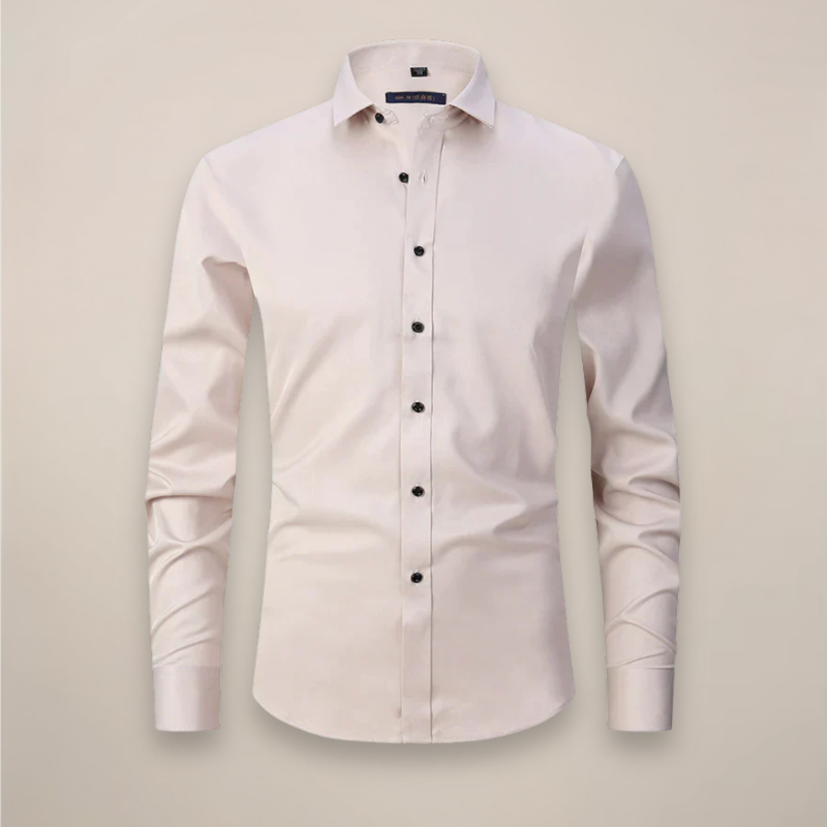 Long Sleeve Dress Shirt Men Woven Fabric Point Collar Wrinkle Free Structured Fit