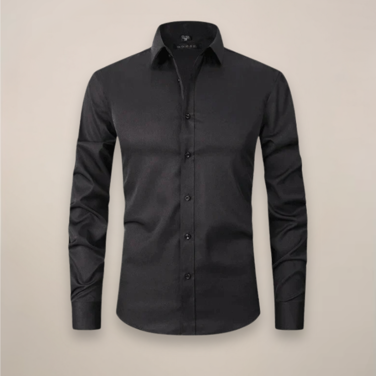Long Sleeve Dress Shirt Men Woven Fabric Point Collar Wrinkle Free Structured Fit
