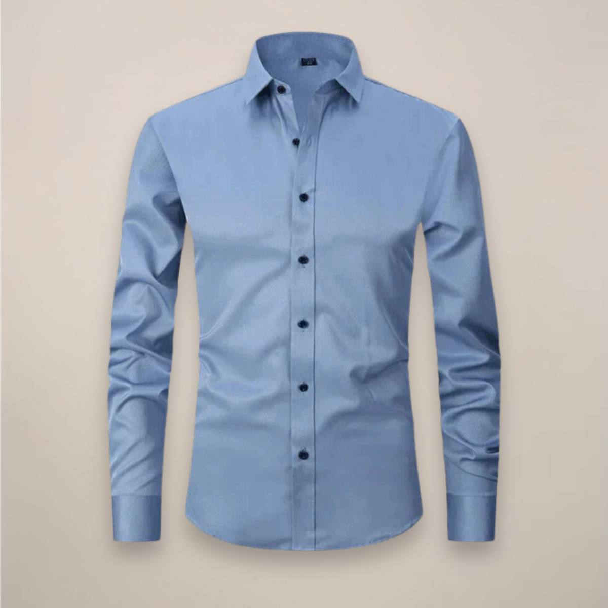 Long Sleeve Dress Shirt Men Woven Fabric Point Collar Wrinkle Free Structured Fit