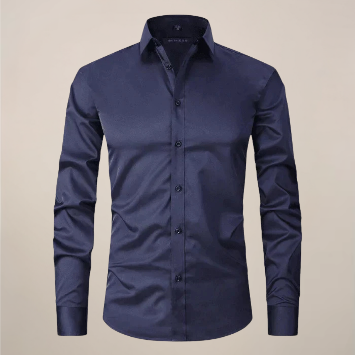 Long Sleeve Dress Shirt Men Woven Fabric Point Collar Wrinkle Free Structured Fit