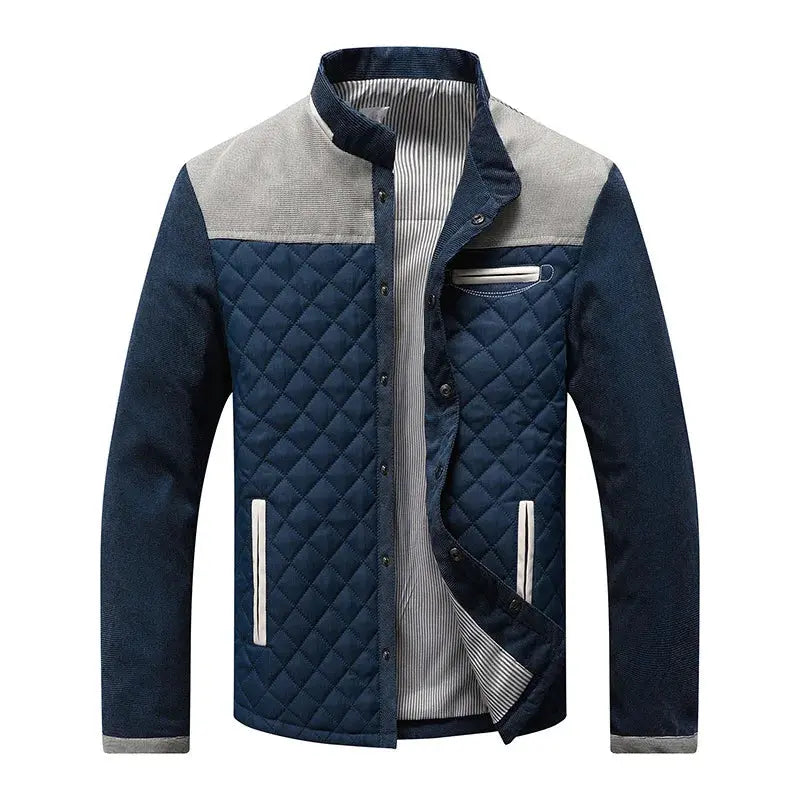 Ellis | Men's Quilted Stand-Collar Contrast-Panel Jacket