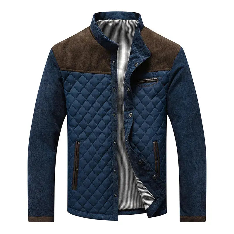 Ellis | Men's Quilted Stand-Collar Contrast-Panel Jacket