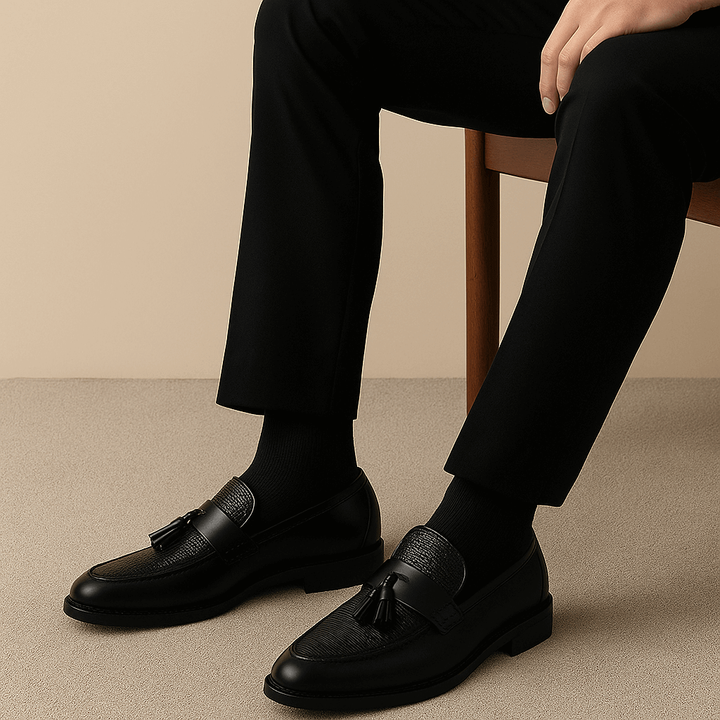 Tassel Loafers Men Woven Leather Slip On Smart Casual Formal