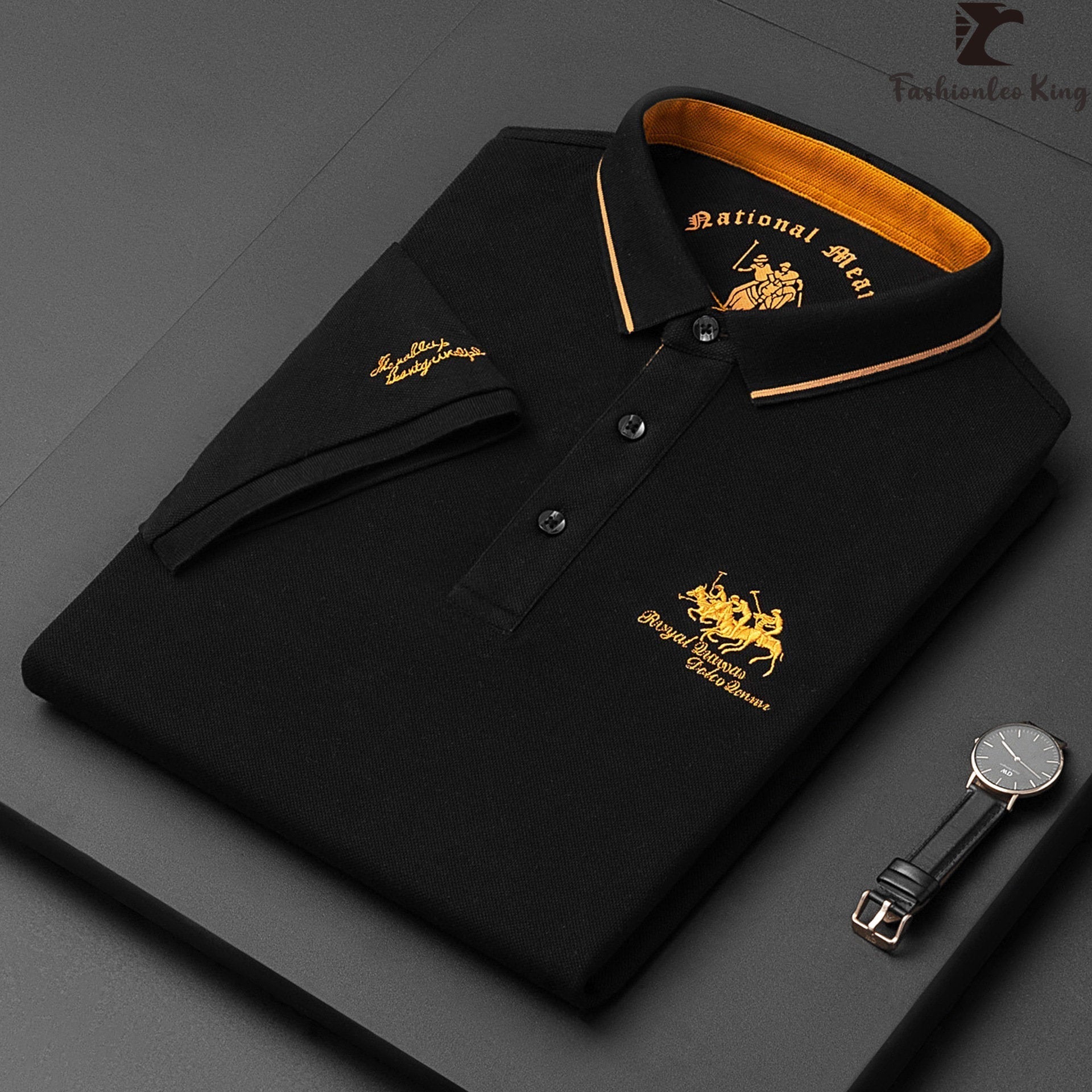 Kai / Menâs Short Sleeve Polo Shirt with Embroidered Detail