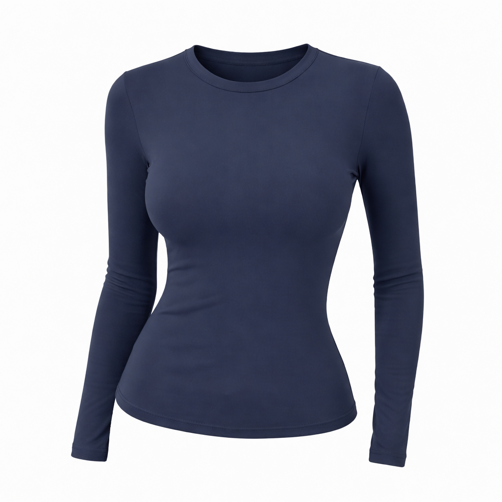 Long-Sleeve Top with Slim Fit and Crew Neck