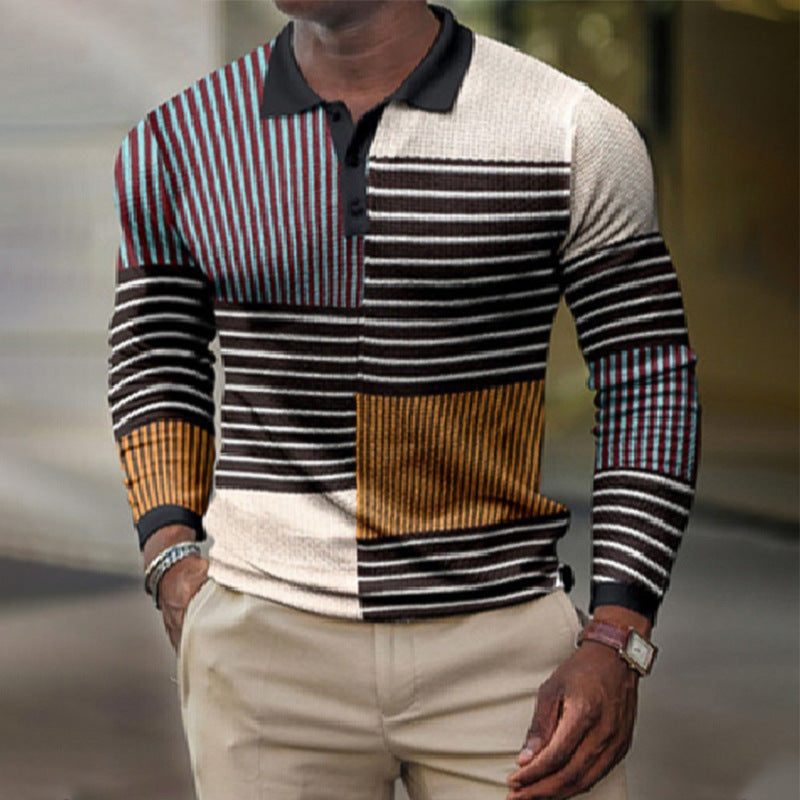 Montroy / Long-Sleeve Printed Polo Shirt