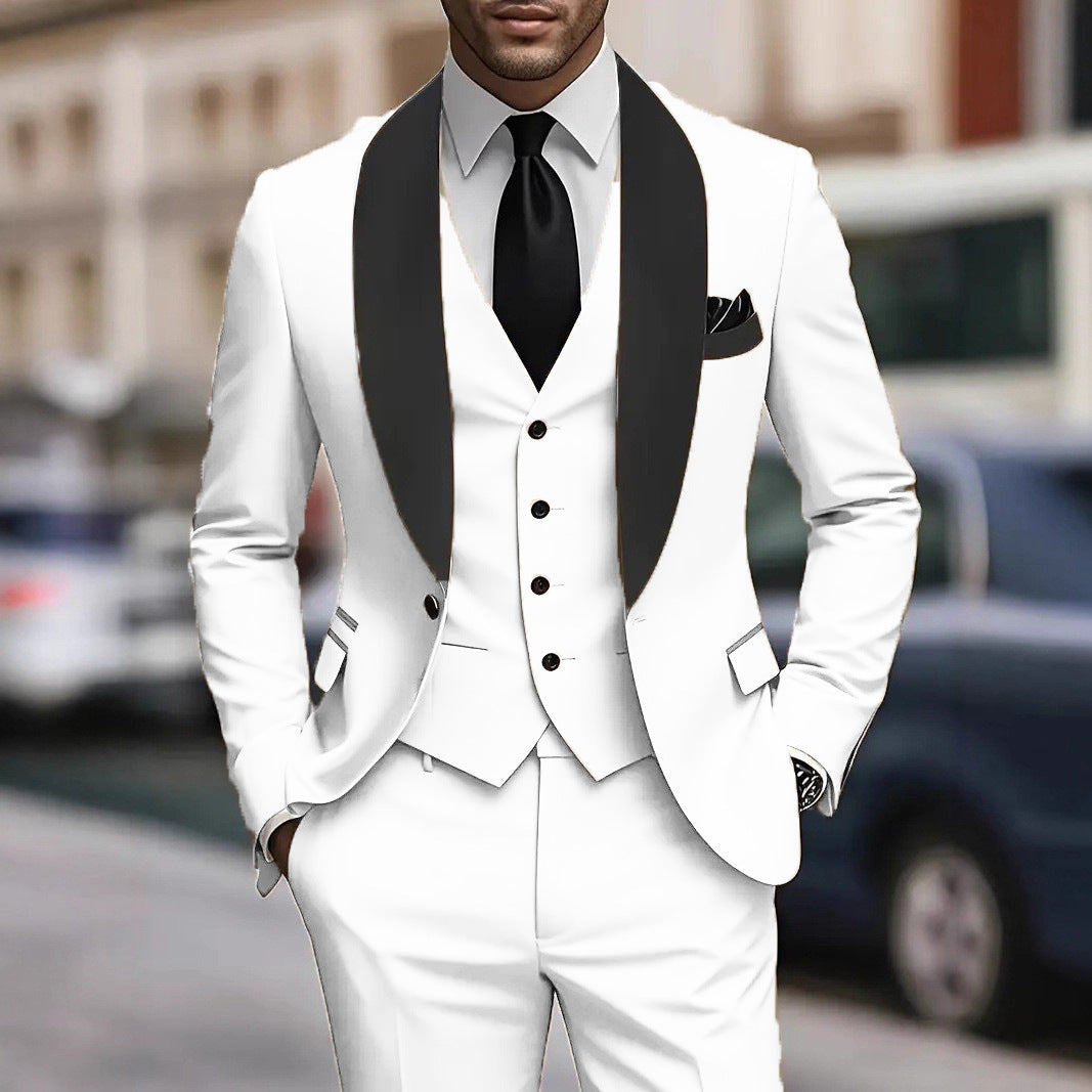 Men's Three Piece Suit Woven Fabric Peak Lapel Slim Fit Formal