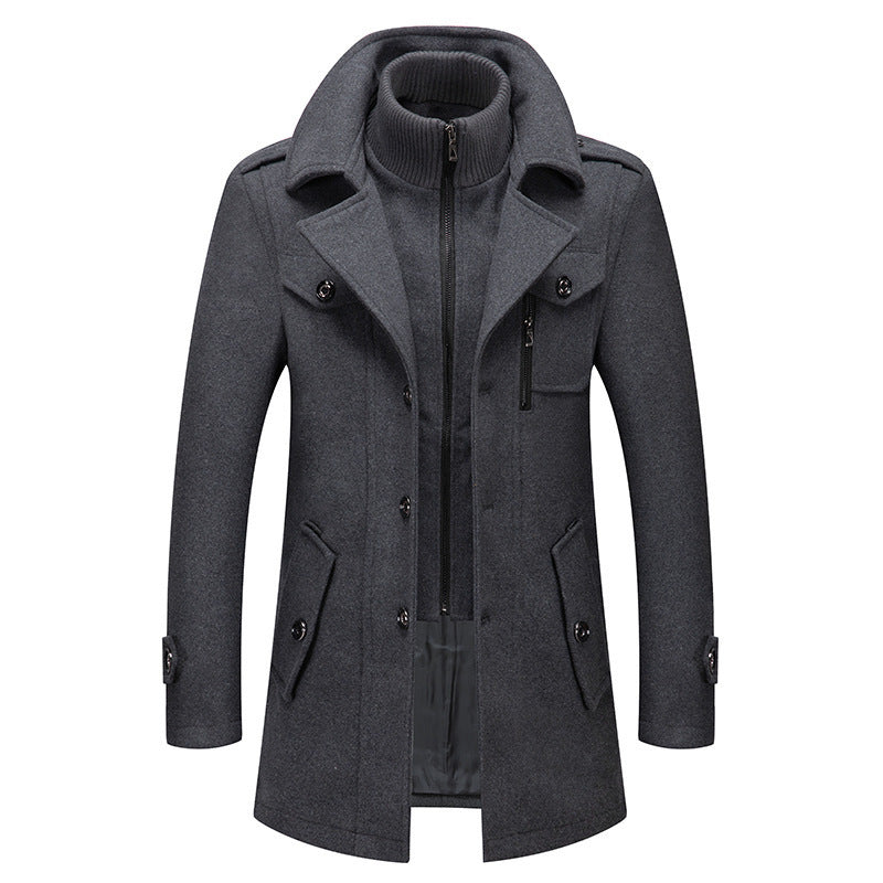 Rivault / Double-Collar Wool Coat Tailored Business Outerwear for Autumn & Winter