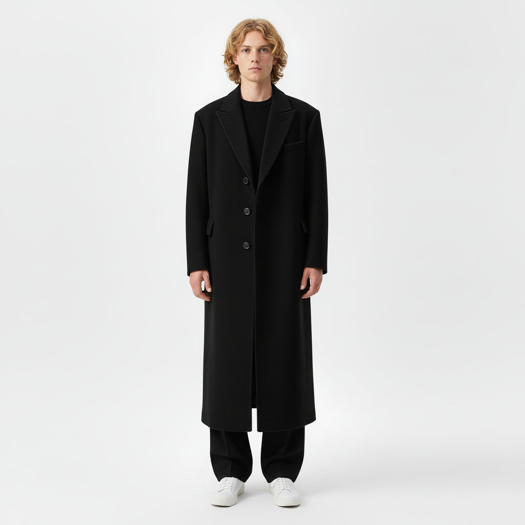 Ronan / Men’s Mid-Length Textured Overcoat
