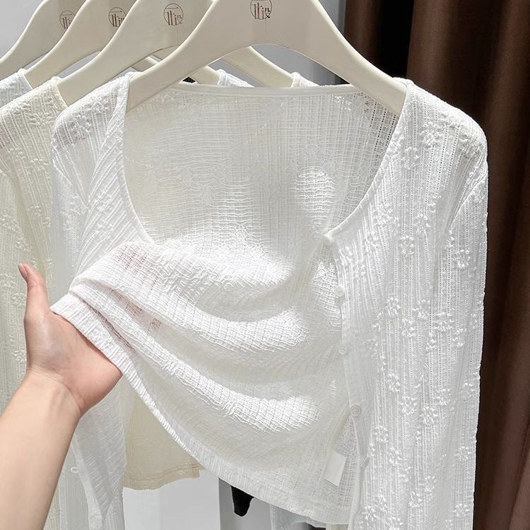 Women's Knitted Bolero Shrug, Cropped Open-Front Cardigan, Long Sleeve Lightweight Cover-Up