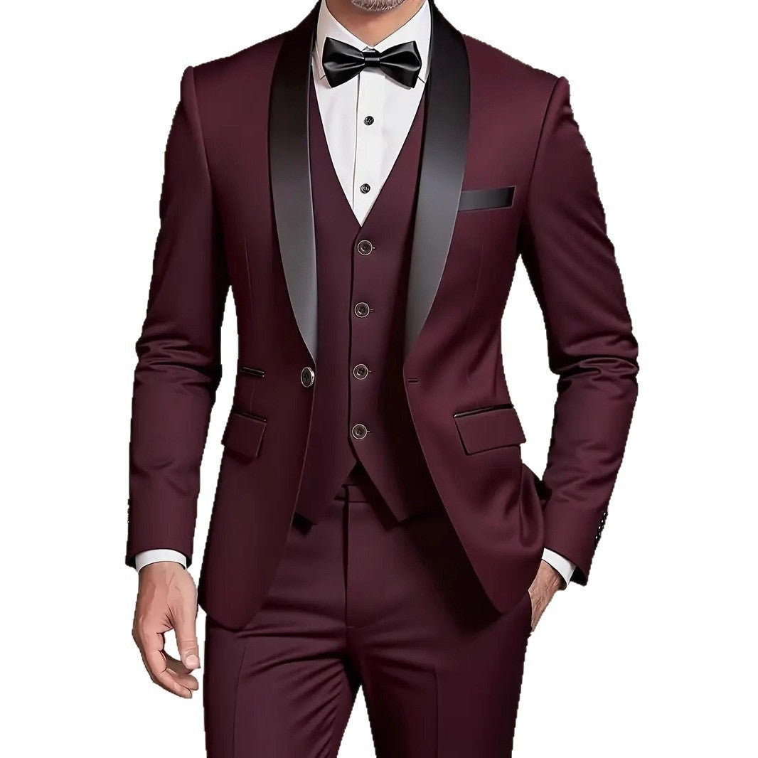 Men's Three Piece Suit Woven Fabric Peak Lapel Slim Fit Formal