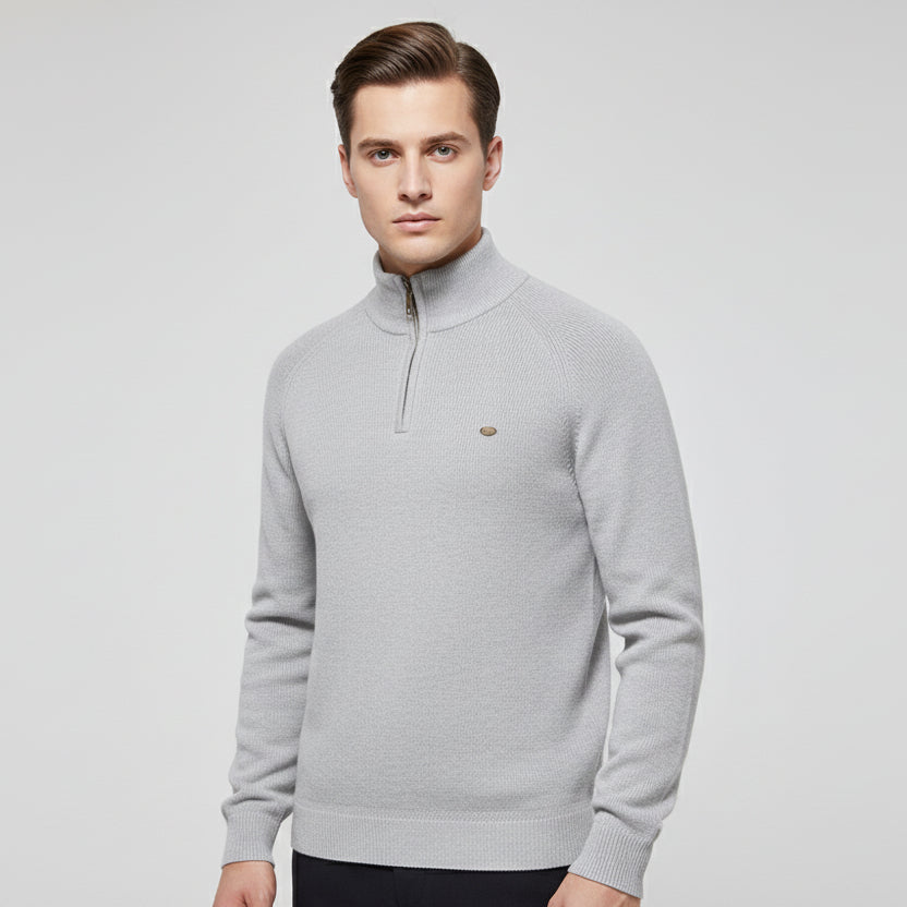 Quarter-Zip Sweater in Cotton Knit