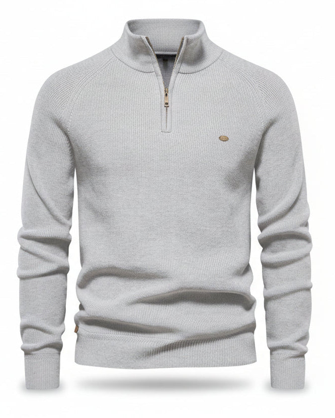 Quarter-Zip Sweater in Cotton Knit
