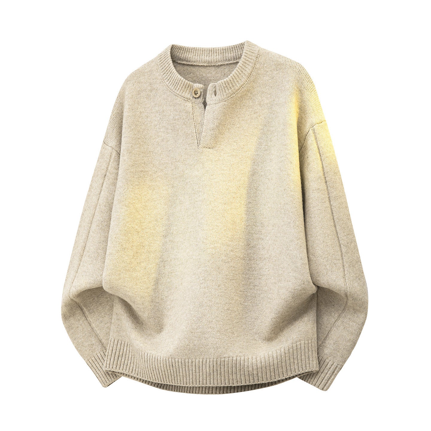 Men's Oversized Mock Neck Jumper, Loose Fit Textured Knit Pullover