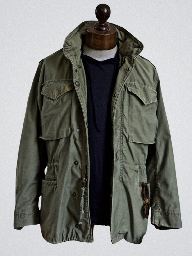 Men's M65 Field Jacket, Multi-Pocket Lightweight Utility Coat with Stand Collar