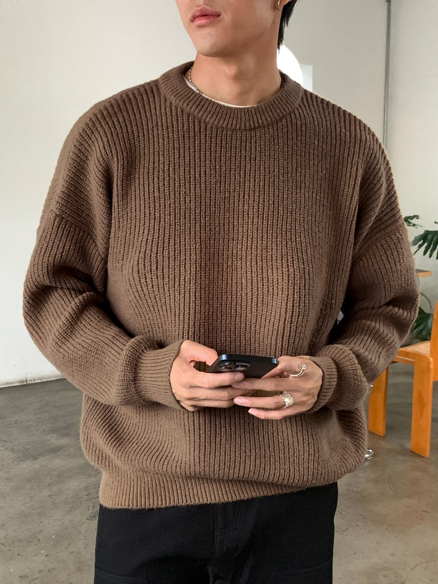 Lior / Ribbed Crewneck Knit Sweater