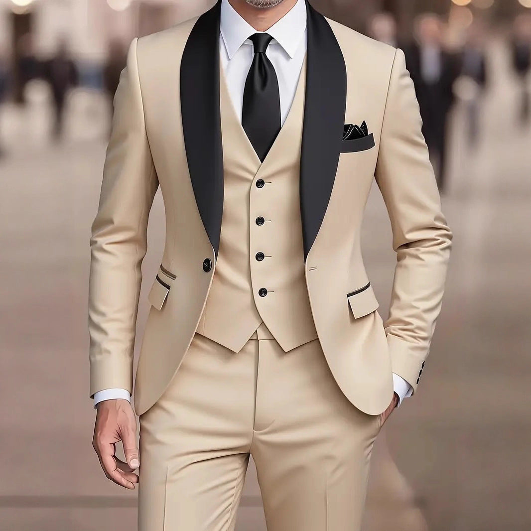 Men's Three Piece Suit Woven Fabric Peak Lapel Slim Fit Formal