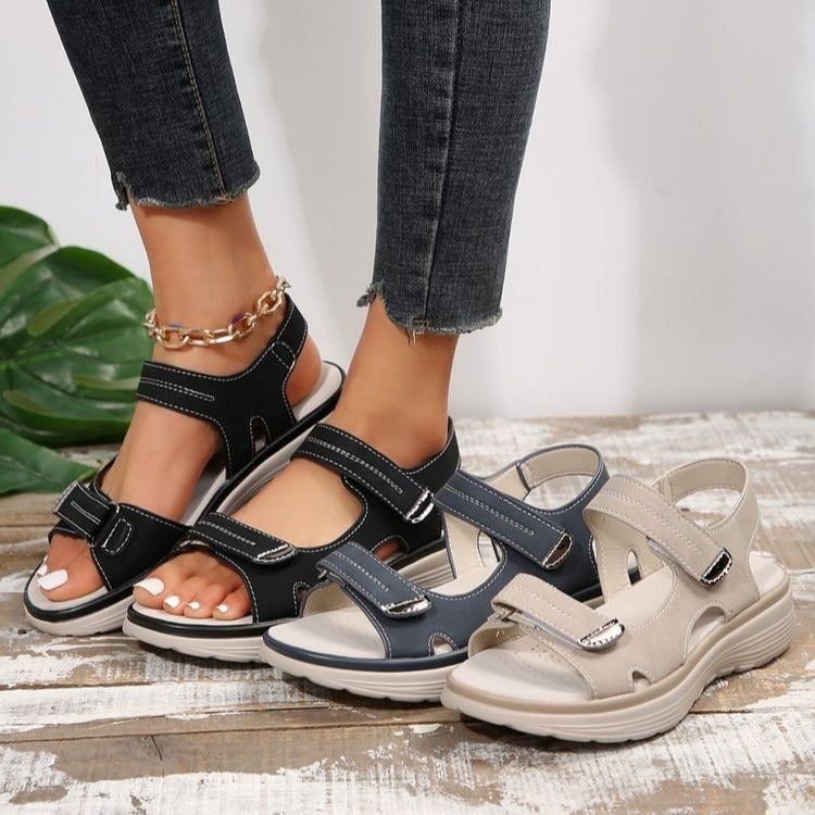 Women's Orthopedic Sandals Open Toe Velcro Strap Cushioned Sole Casual