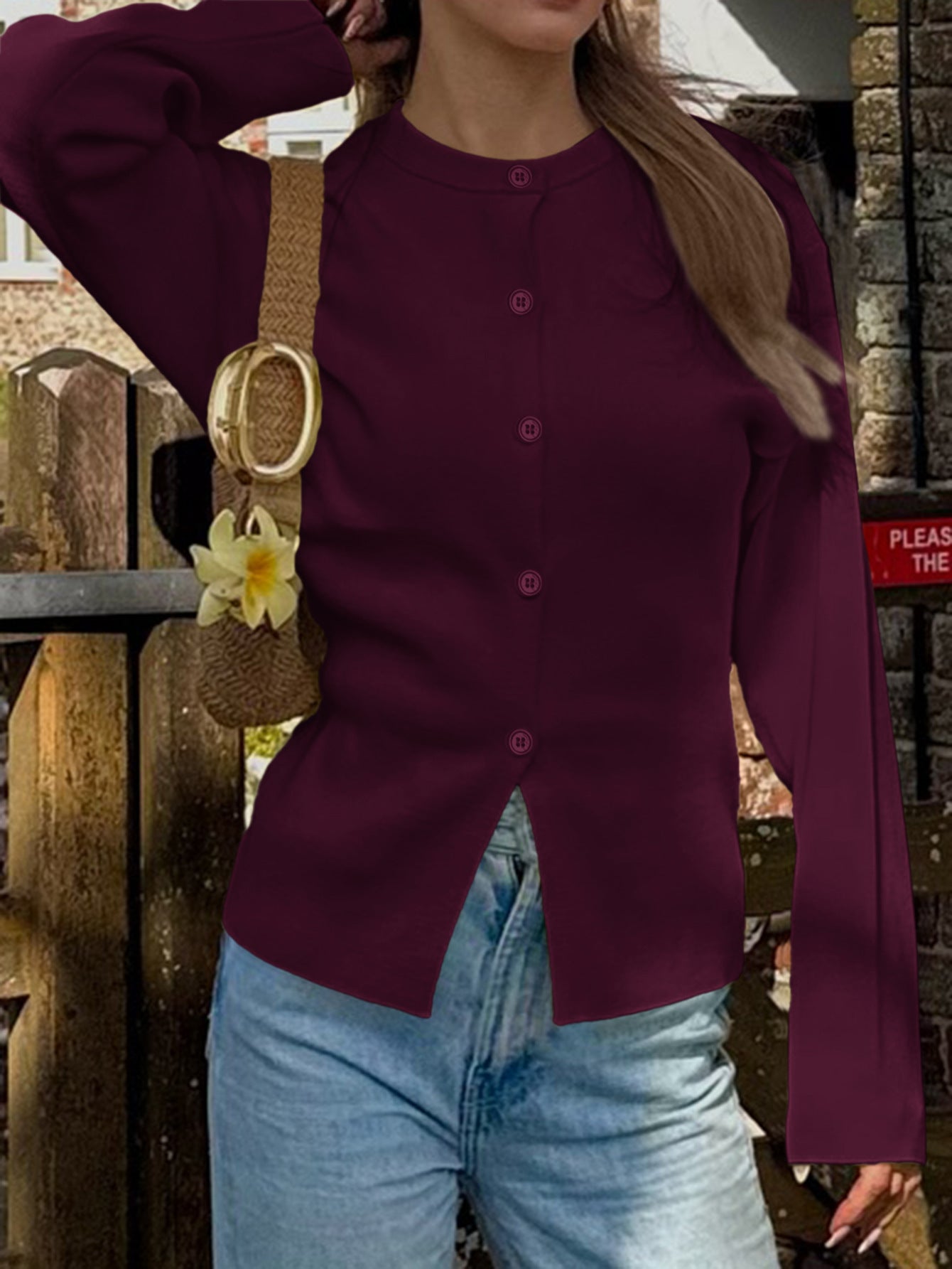 Évora Knit / Button-Front Long Sleeve Sweater